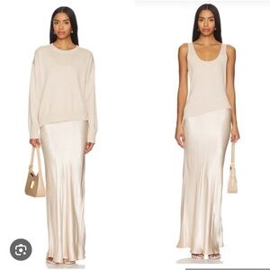 Women's Cream Satin Maxi Dress